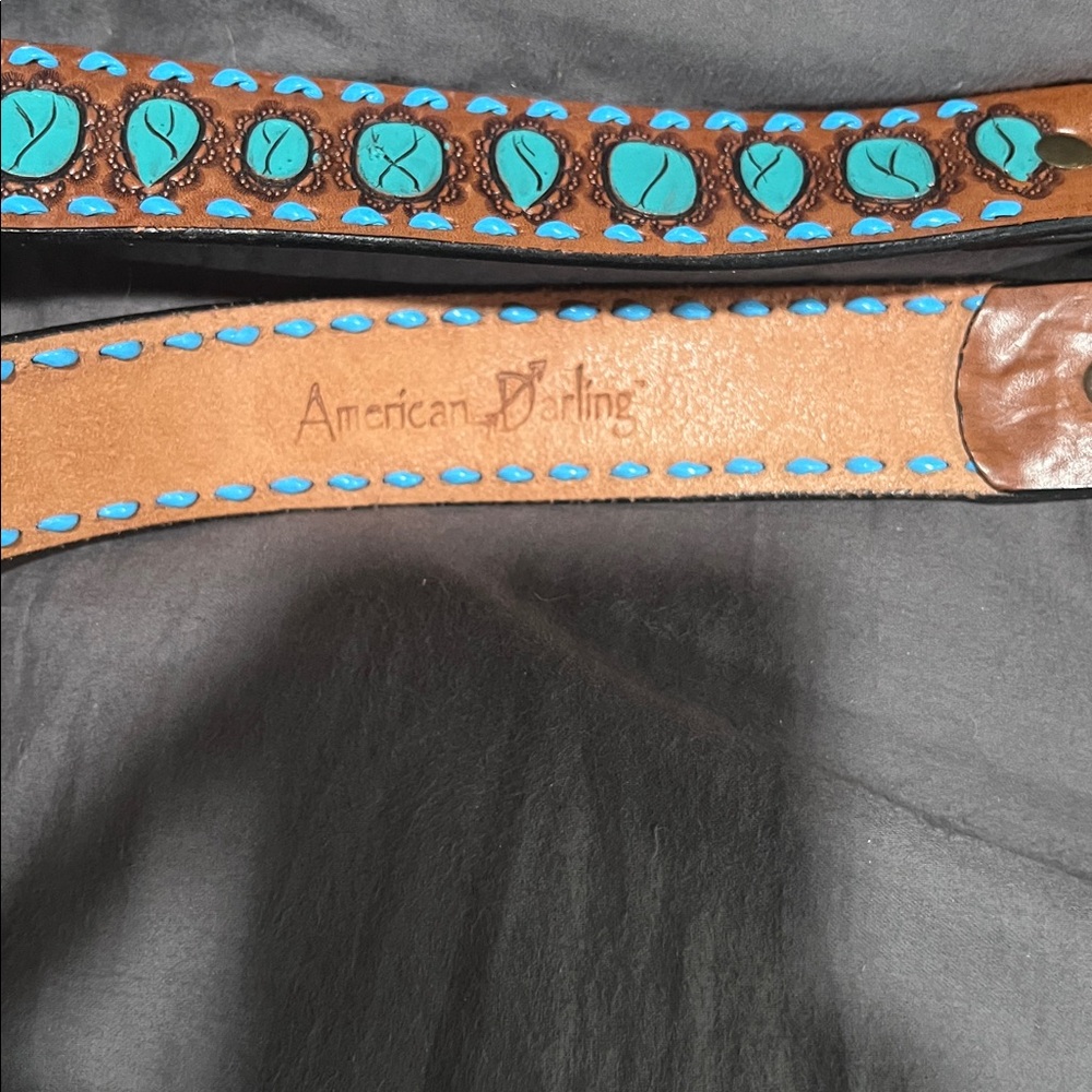 American Darling Brown Leather Strap with Turquoise Accents - Picture 3 of 5
